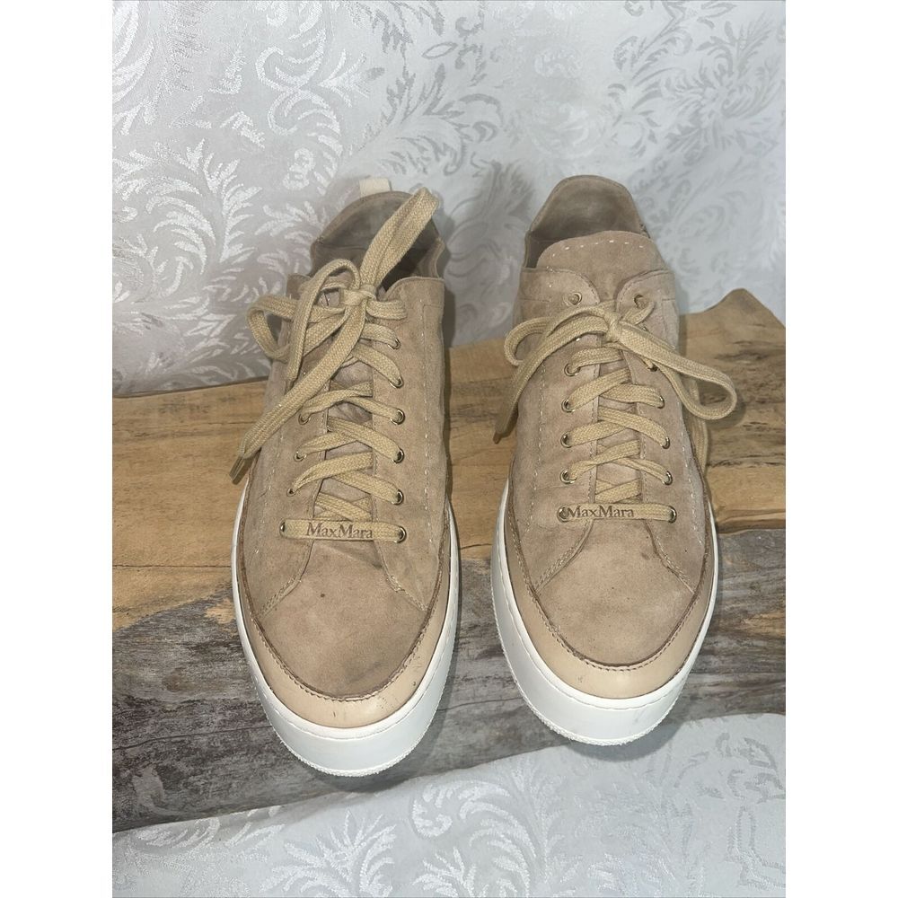 MAX MARA Goat Leather‎ Sneakers Beige US 9.5 EU39.5 Soft